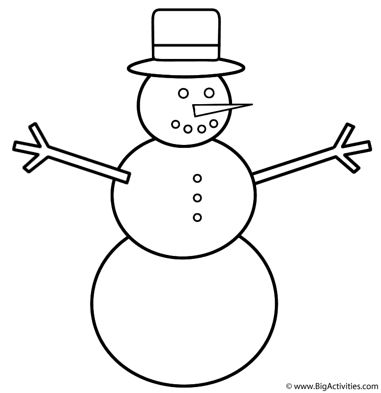 Snowman - Coloring Page (Winter)