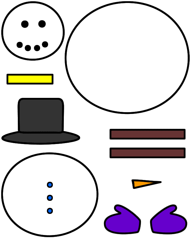 Snowman Paper Craft Color Template