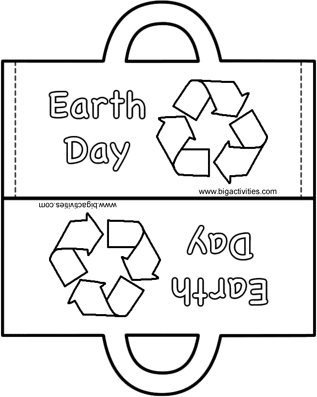 Earth Day Bag Paper craft (Black and White Template)