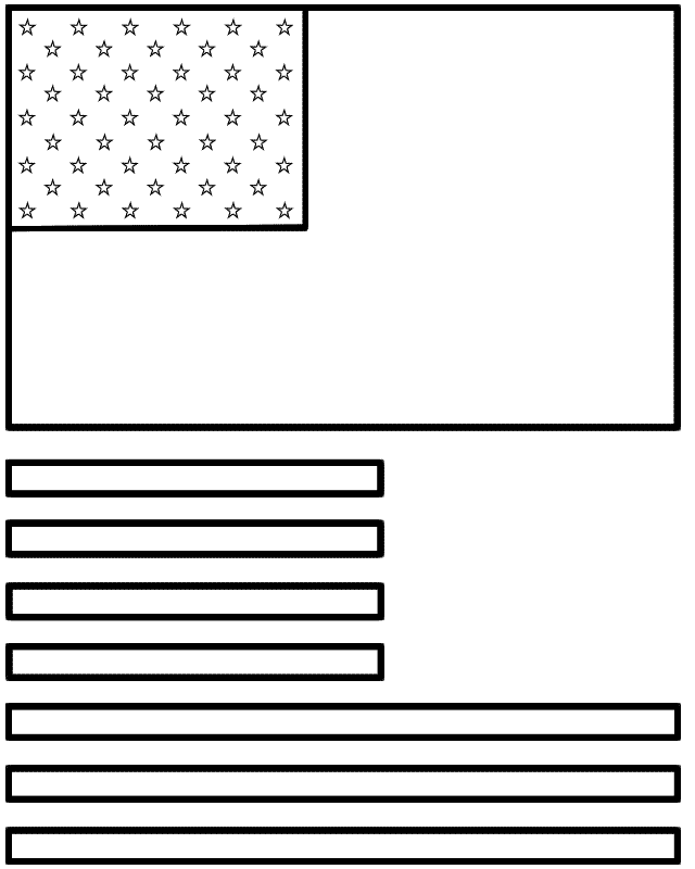 Memorial Day Flag - Paper craft (Black and White Template)