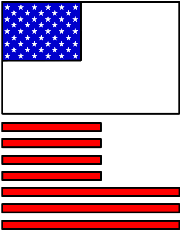 Presidents' Day Flag - Paper craft (Color Template)
