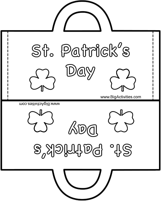St. Patrick's Day Bag Paper craft (Black and White Template)