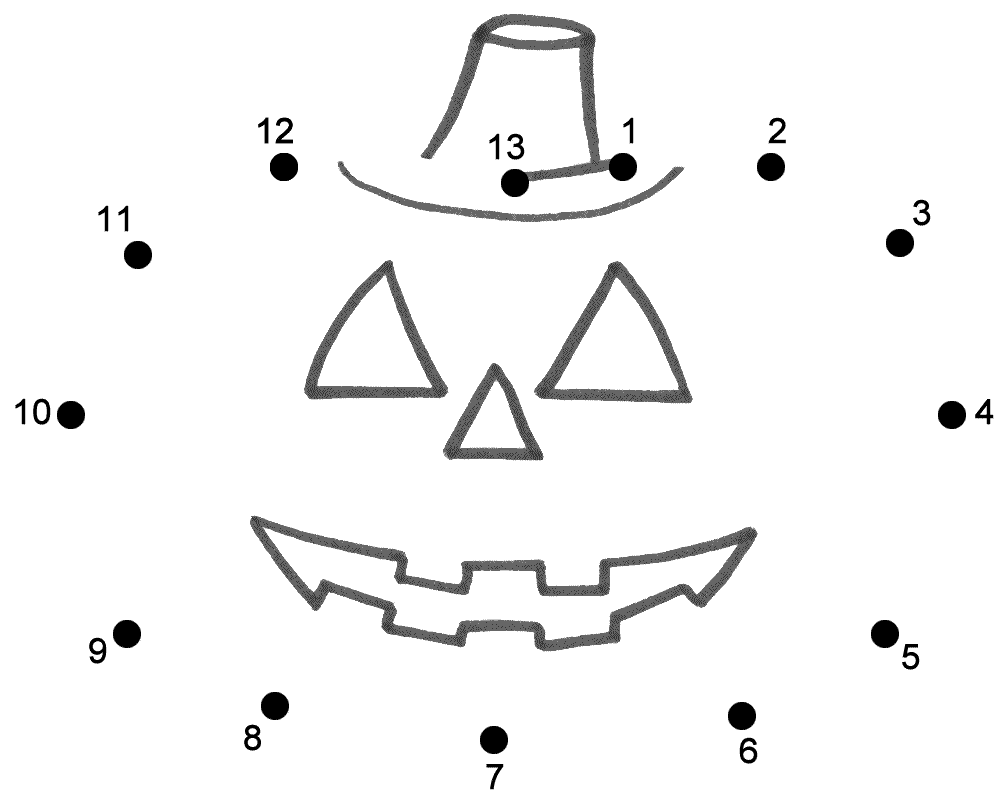Pumpkin or JackoLantern Connect the Dots, count by 1's (Halloween)