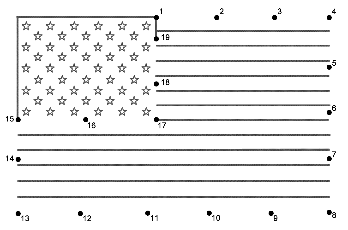 American Flag - Connect the Dots, count by 1's (Independence Day)