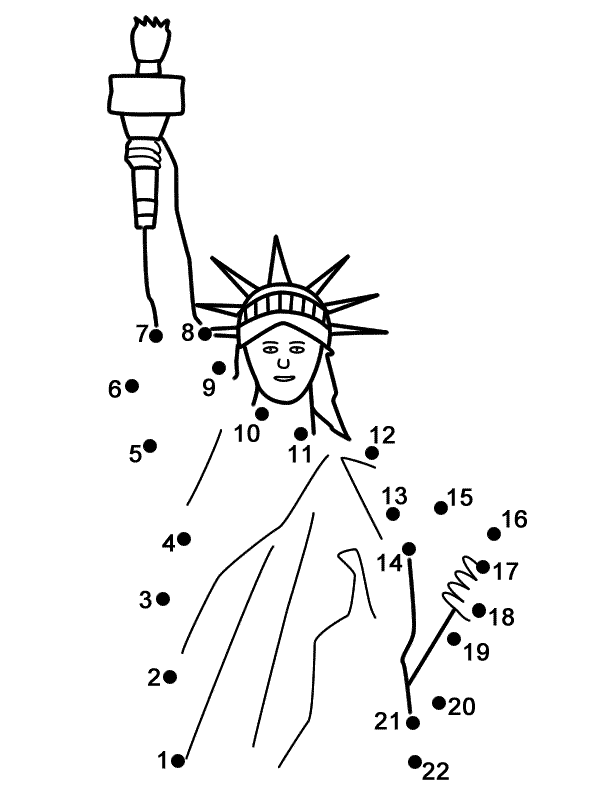 Statue of Liberty - Connect the Dots, count by 1's (Memorial Day)