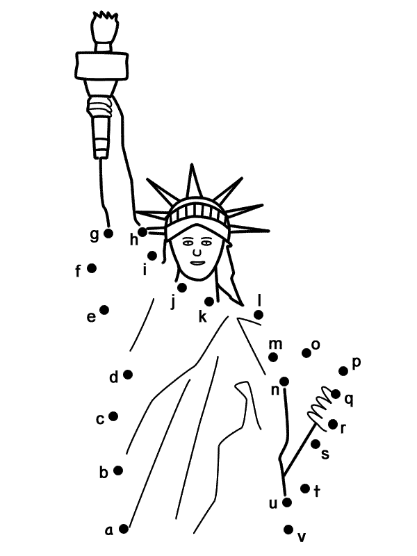 Statue of Liberty   Connect the Dots by Lowercase Letters Memorial Day