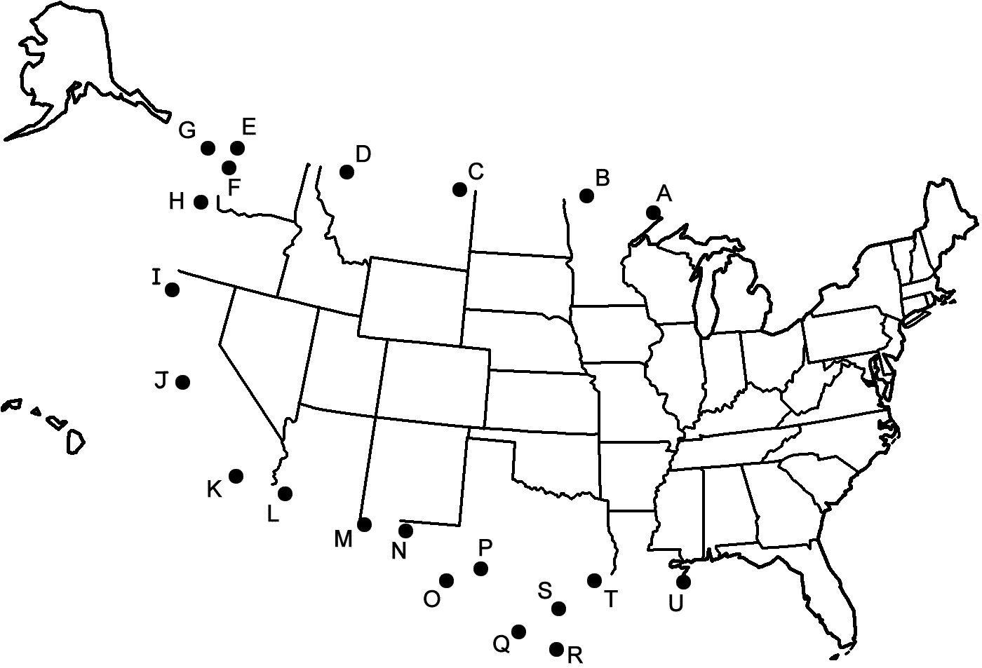 Map of the United States - Connect the Dots by Capital Letters