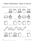 back to school shapes 1-2 pattern