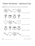valentines day shapes 1-2-3 pattern